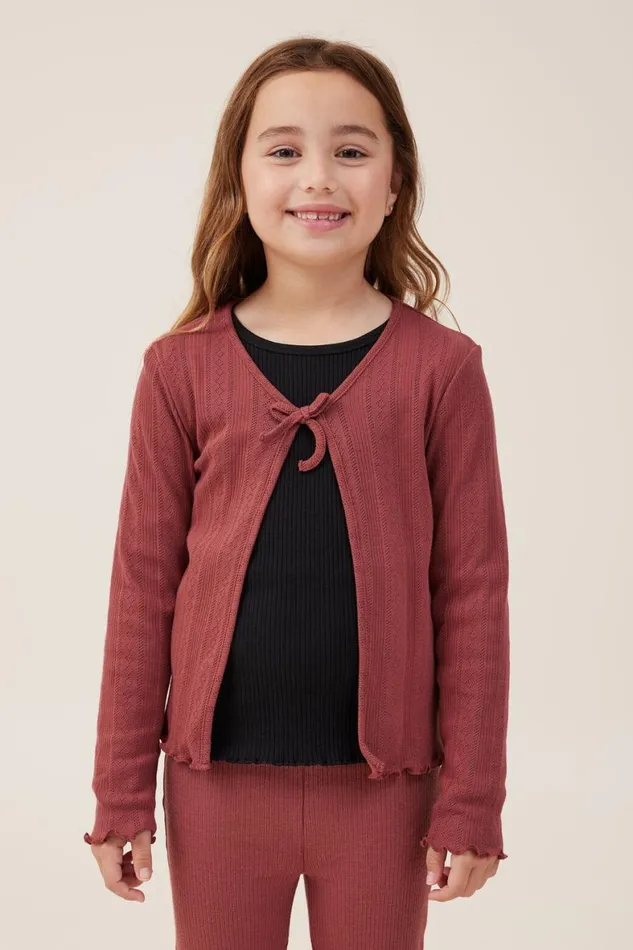 Girls 214 Tops and TShirts Cotton On Monique Tie Front Top Henna