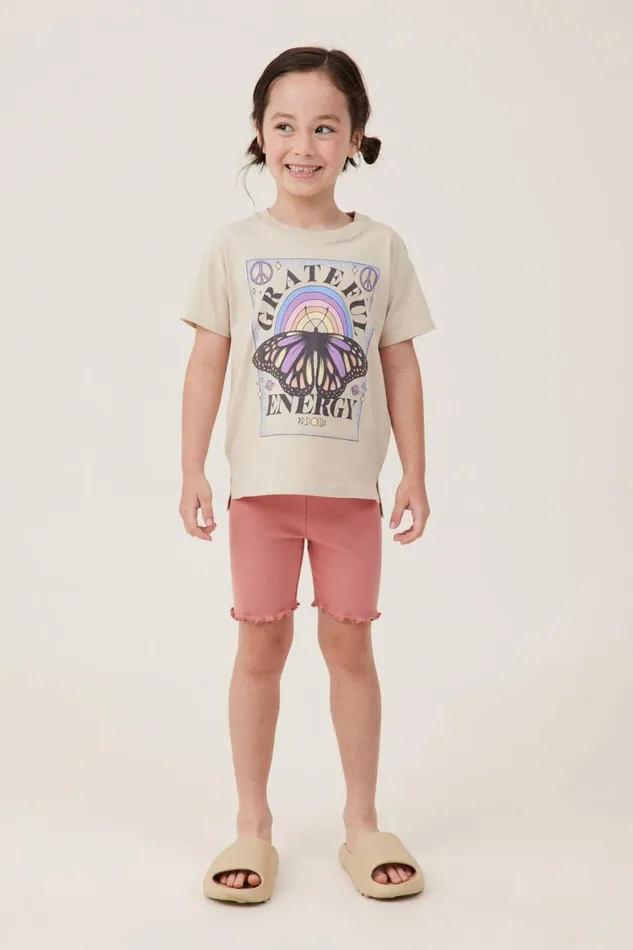 Girls 214 Tops and TShirts Cotton On Poppy Short Sleeve Print Tee Rainy Daygrateful Energy