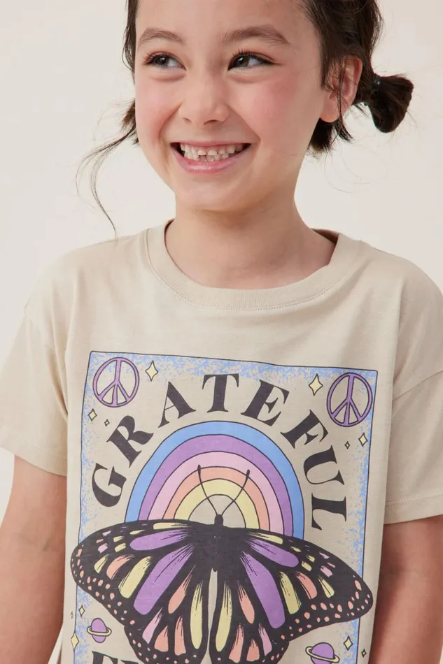 Girls 214 Tops and TShirts Cotton On Poppy Short Sleeve Print Tee Rainy Daygrateful Energy