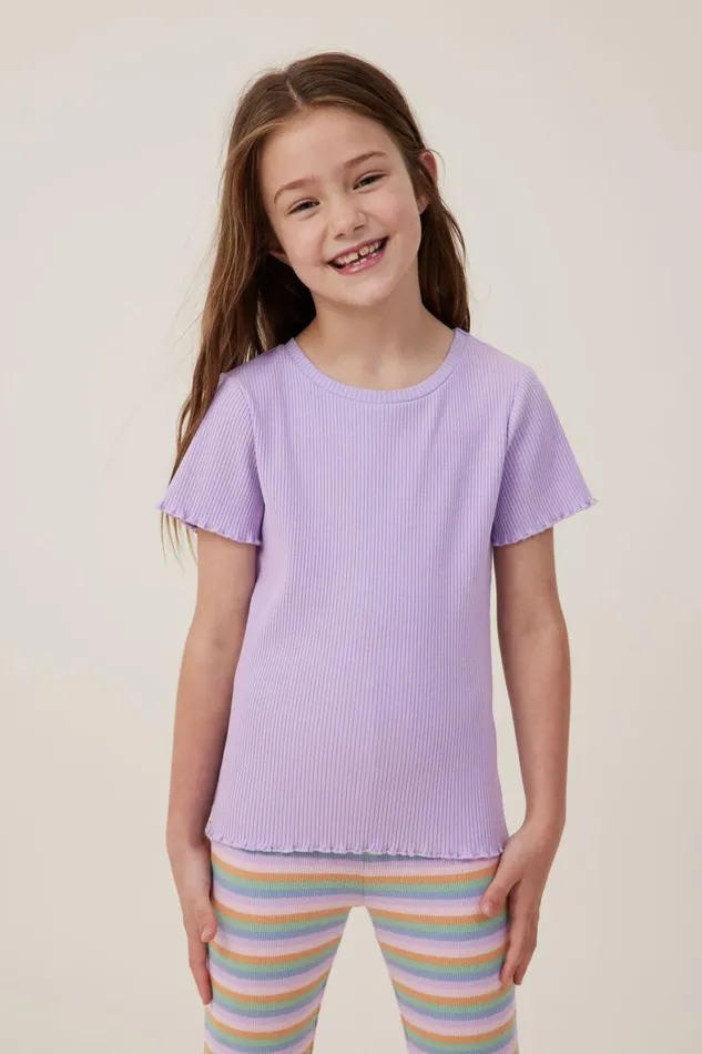 Girls 214 Tops and TShirts Cotton On Raya Rib Baby Tee Lilac Drop Rib
