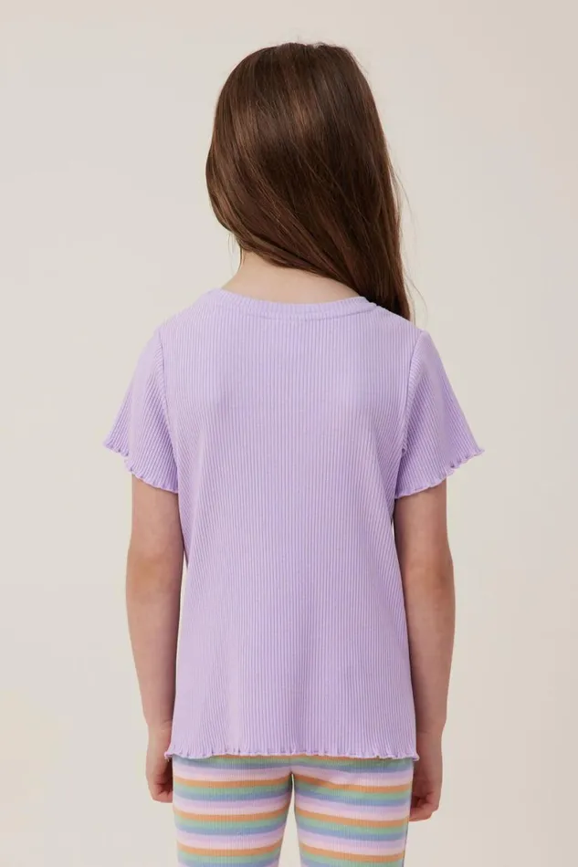 Girls 214 Tops and TShirts Cotton On Raya Rib Baby Tee Lilac Drop Rib