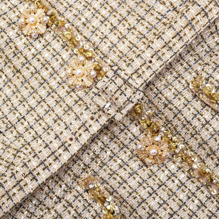 Gold Boucle Peplum Top Women Self Portrait Tops