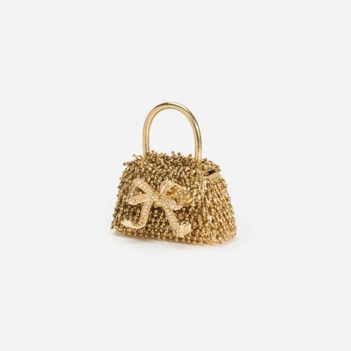Gold Crystal Embroidery Micro Bag Women Self Portrait Micro