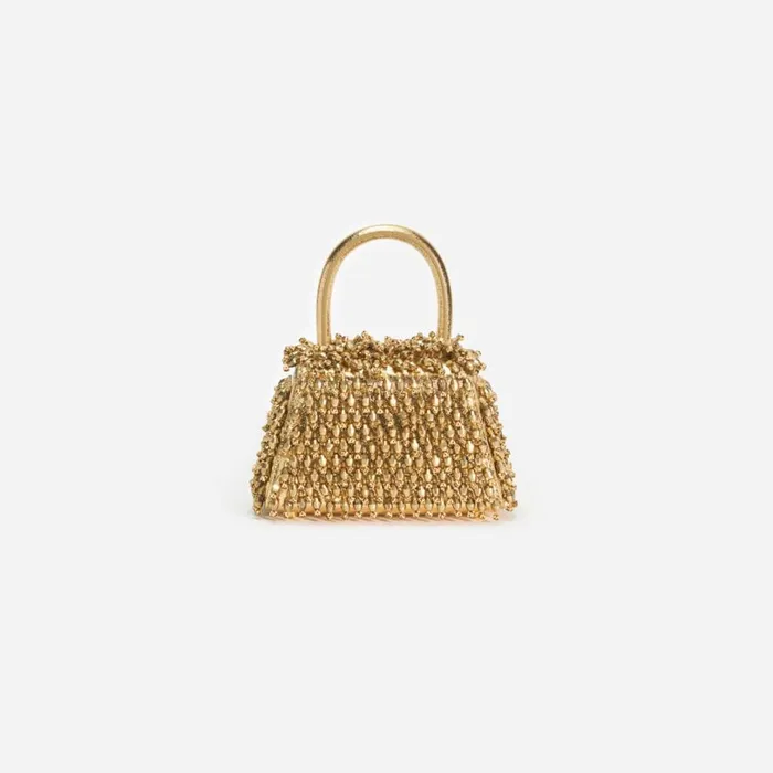 Gold Crystal Embroidery Micro Bag Women Self Portrait Micro