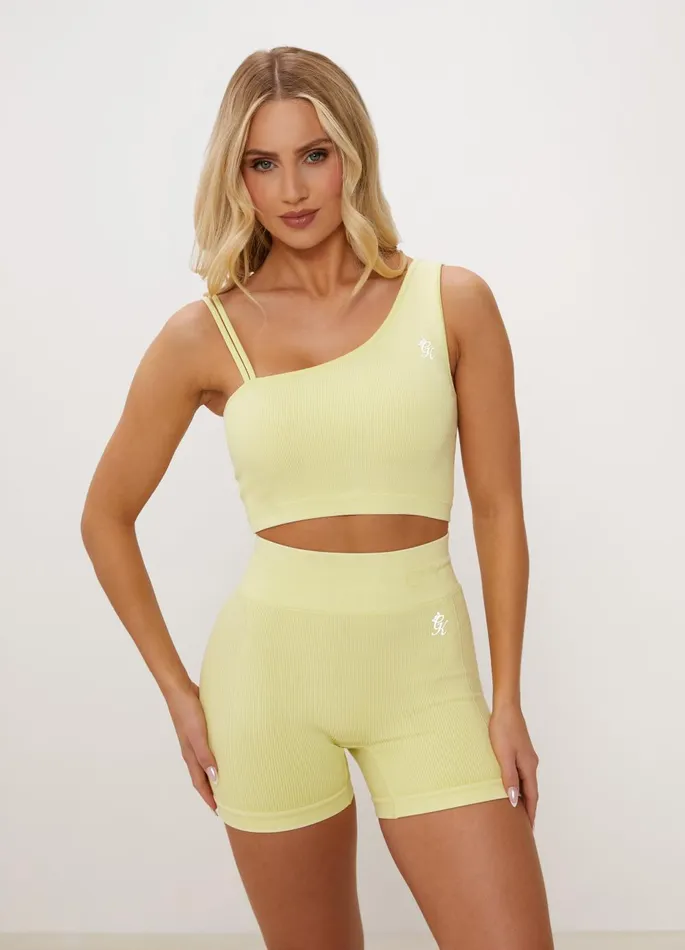 Gym King Sports Bras Women Formation Asymmetric Bra 8211 Washed Lemon Sherbet