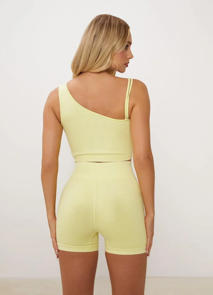 Gym King Sports Bras Women Formation Asymmetric Bra 8211 Washed Lemon Sherbet