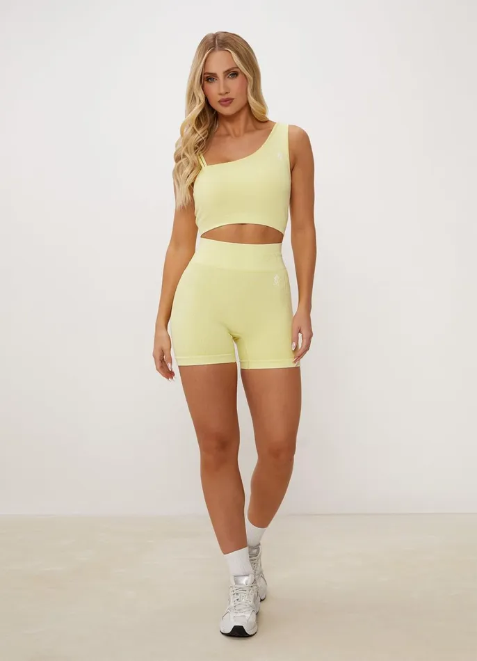 Gym King Sports Bras Women Formation Asymmetric Bra 8211 Washed Lemon Sherbet