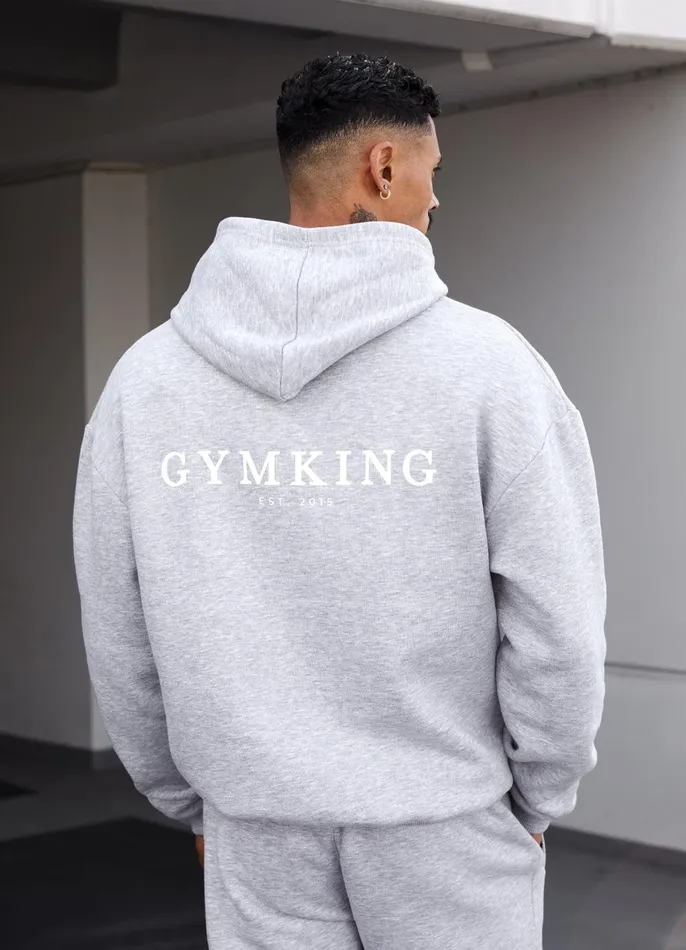 Gym King Sweatshirts and Hoodies Men Established Hood 8211 Light Grey Marl