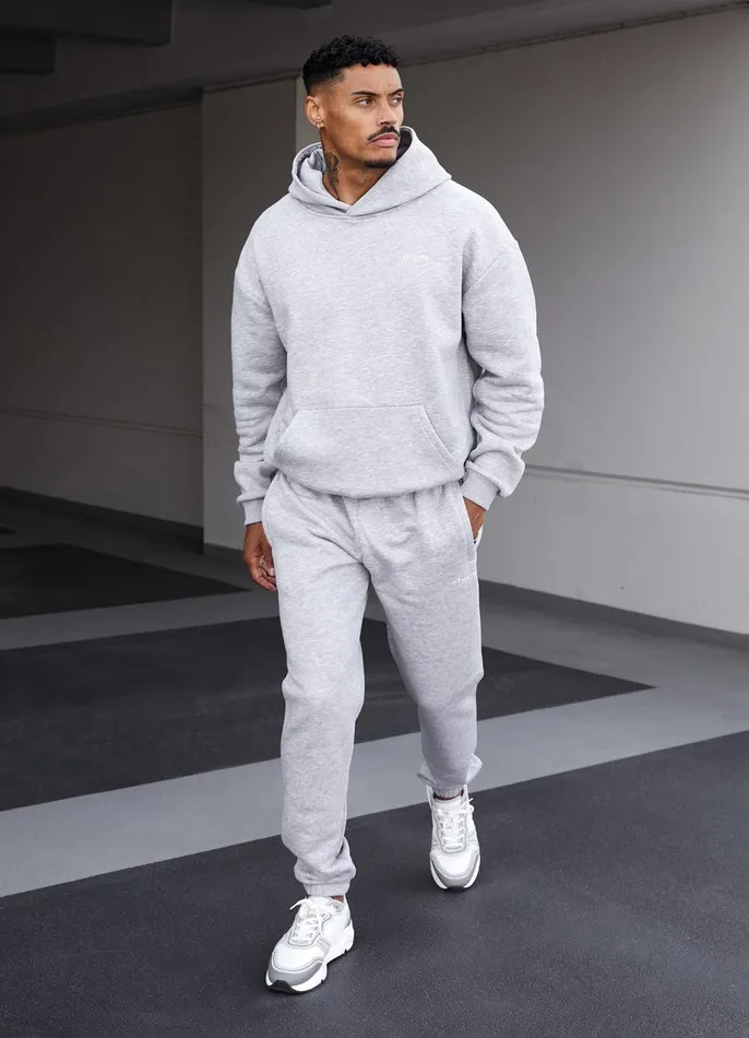 Gym King Sweatshirts and Hoodies Men Established Hood 8211 Light Grey Marl