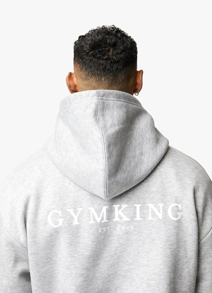 Gym King Sweatshirts and Hoodies Men Established Hood 8211 Light Grey Marl
