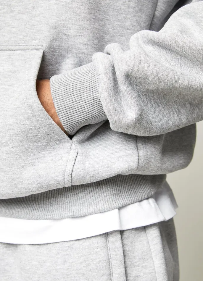 Gym King Sweatshirts and Hoodies Men Established Hood 8211 Light Grey Marl
