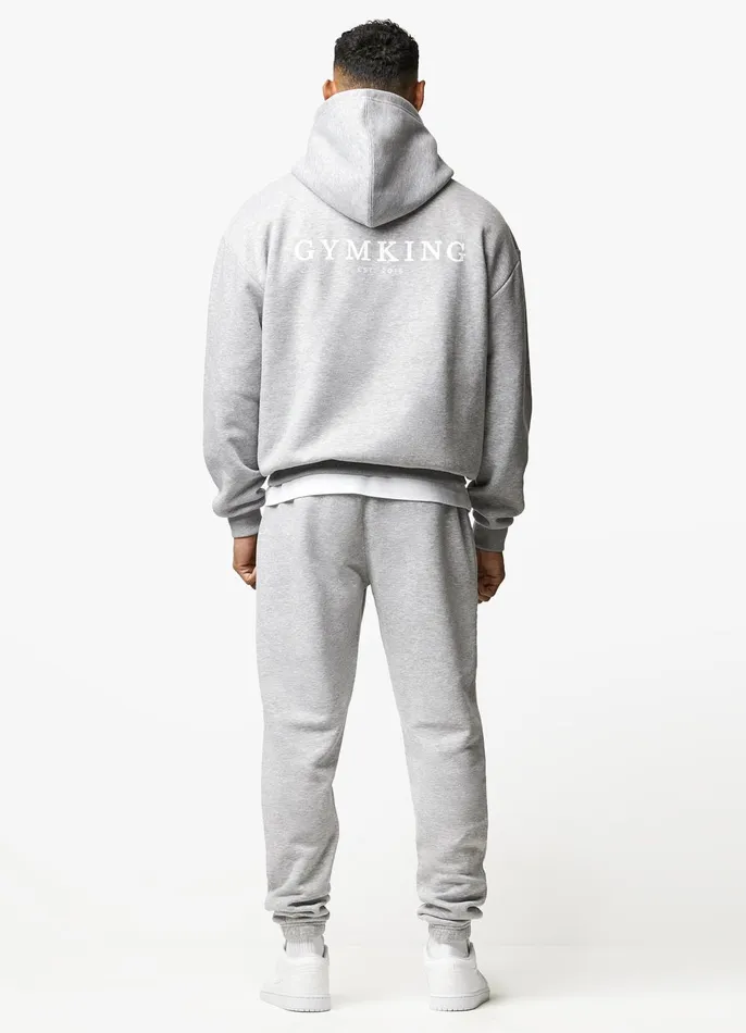 Gym King Sweatshirts and Hoodies Men Established Hood 8211 Light Grey Marl