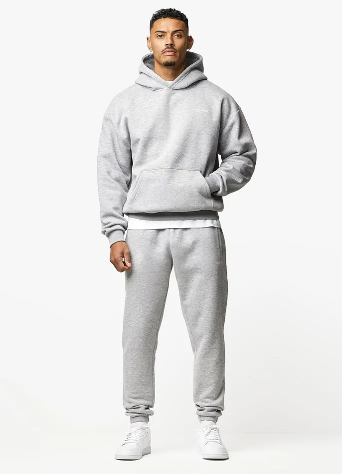 Gym King Sweatshirts and Hoodies Men Established Hood 8211 Light Grey Marl