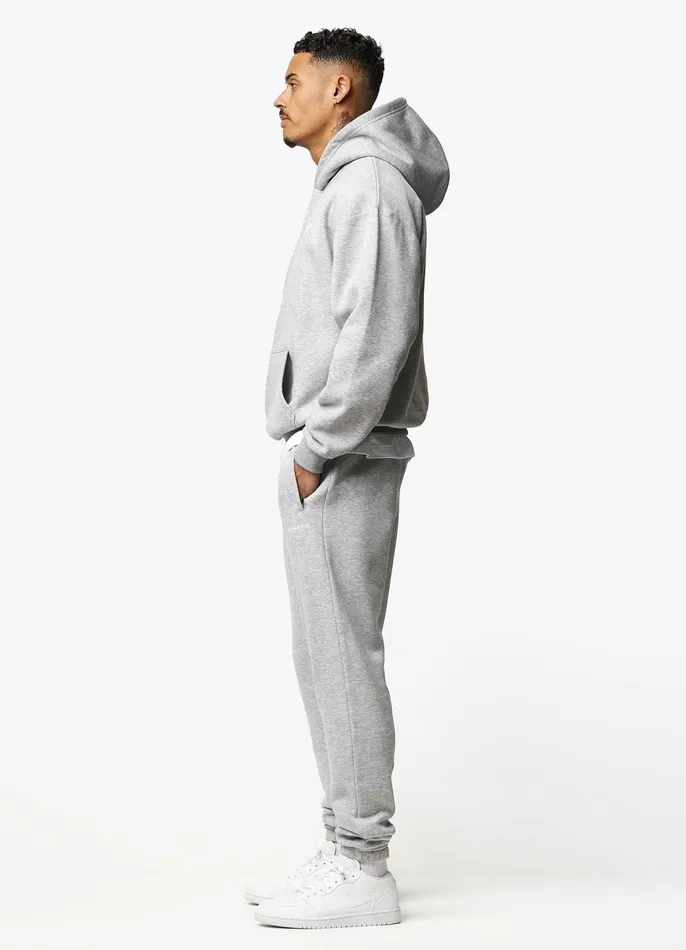 Gym King Sweatshirts and Hoodies Men Established Hood 8211 Light Grey Marl