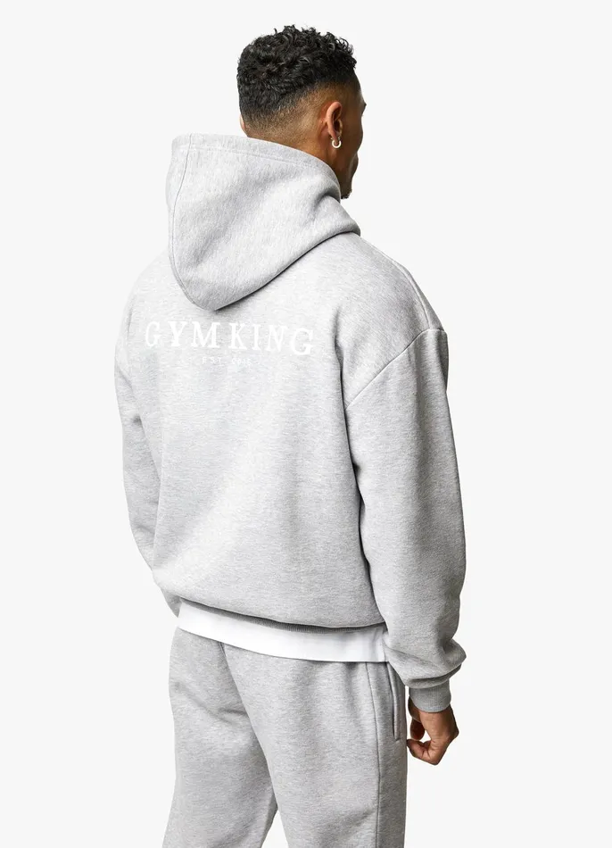 Gym King Sweatshirts and Hoodies Men Established Hood 8211 Light Grey Marl
