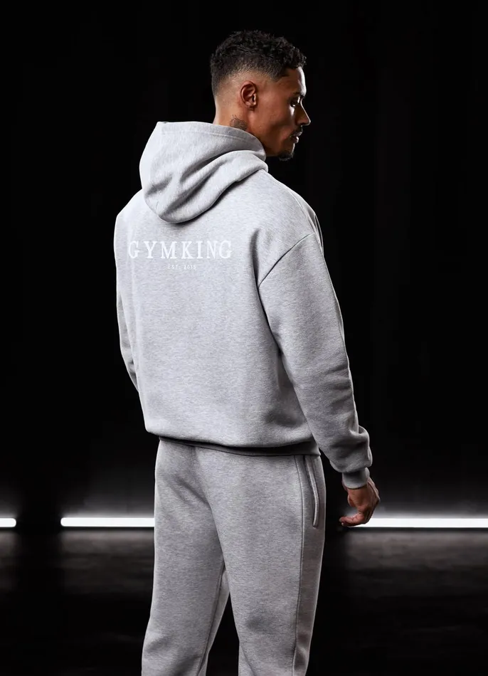 Gym King Sweatshirts and Hoodies Men Established Hood 8211 Light Grey Marl