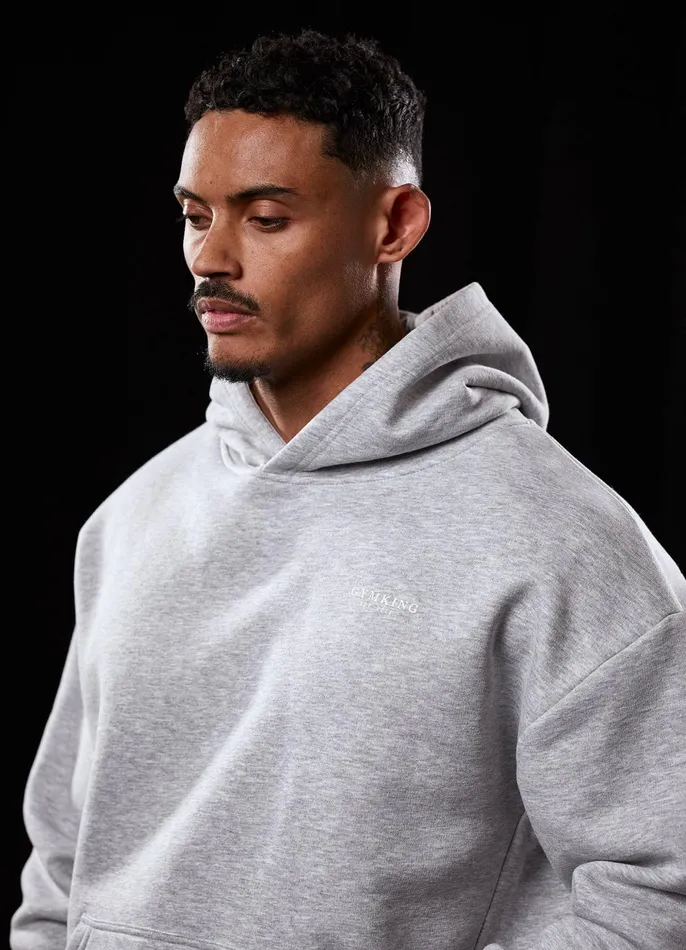 Gym King Sweatshirts and Hoodies Men Established Hood 8211 Light Grey Marl