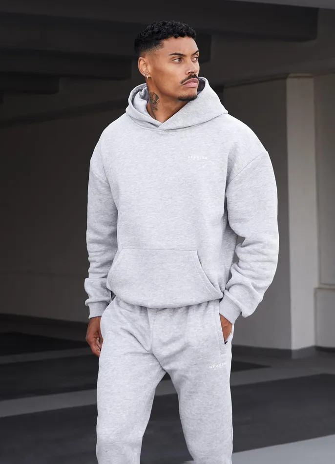 Gym King Sweatshirts and Hoodies Men Established Hood 8211 Light Grey Marl
