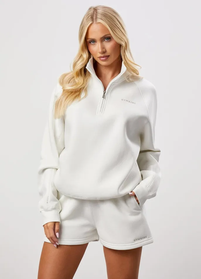 Gym King Sweatshirts and Hoodies Women 365 Raglan Sleeve Funnel 8211 Cream