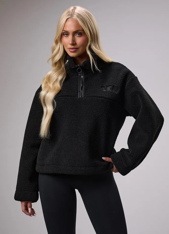 Gym King Sweatshirts and Hoodies Women GKW Sports Luxe 14 Zip Fleece 8211 Black