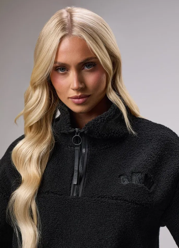 Gym King Sweatshirts and Hoodies Women GKW Sports Luxe 14 Zip Fleece 8211 Black