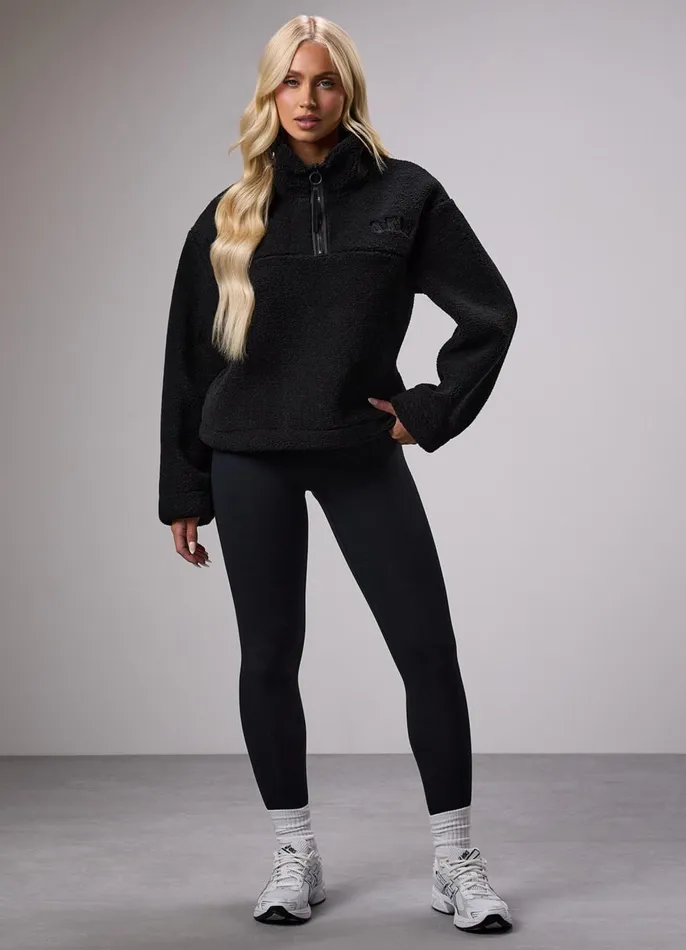 Gym King Sweatshirts and Hoodies Women GKW Sports Luxe 14 Zip Fleece 8211 Black