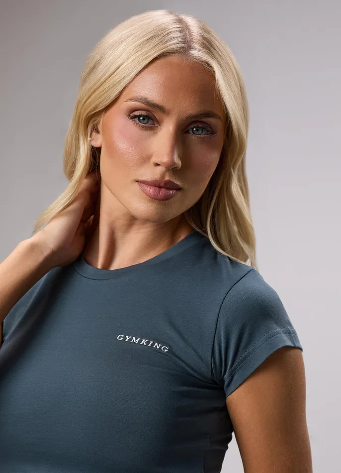 Gym King Tops and TShirts Women 365 Crop Jersey Tee 8211 Blue Grey