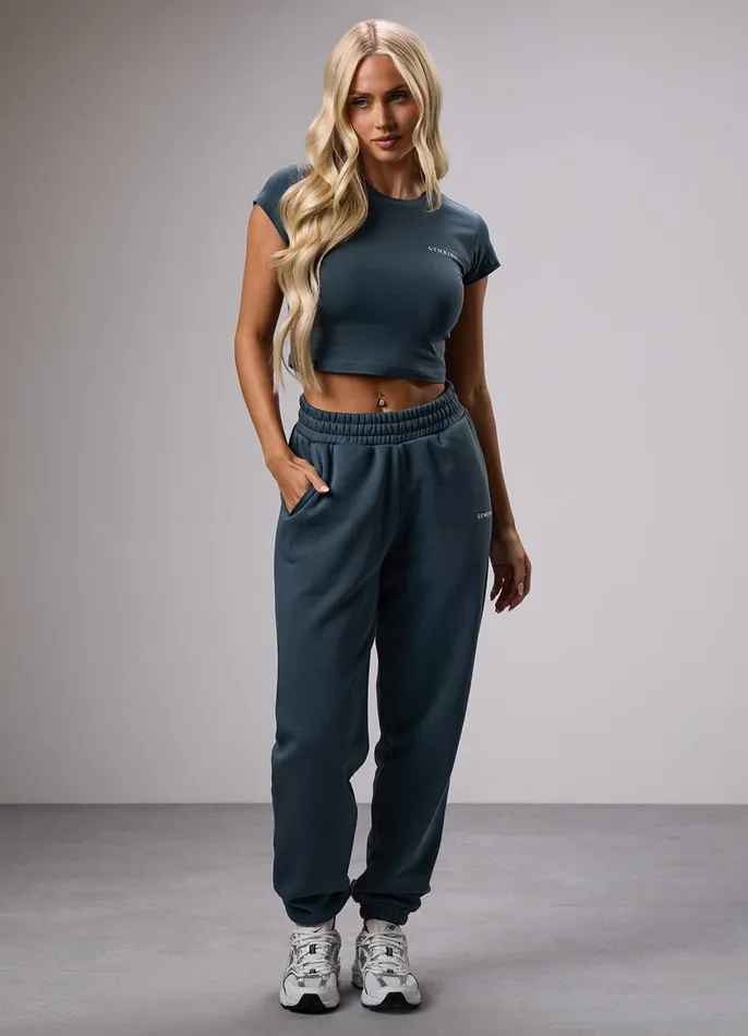 Gym King Tops and TShirts Women 365 Crop Jersey Tee 8211 Blue Grey
