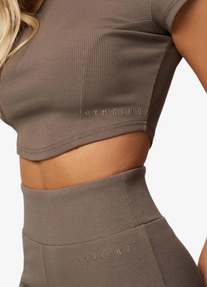 Gym King Tops and TShirts Women Refresh Contoured Rib Top 8211 Deep Mink