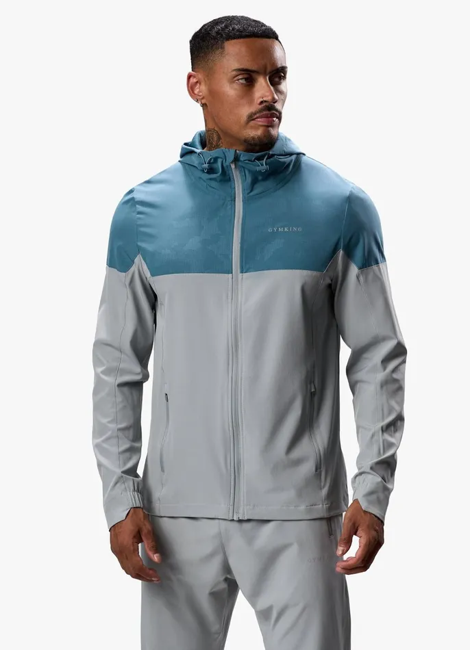 Gym King Tracksuits Men Debossed Camo Woven Tracksuit 8211 Cloudy GreyLake Blue