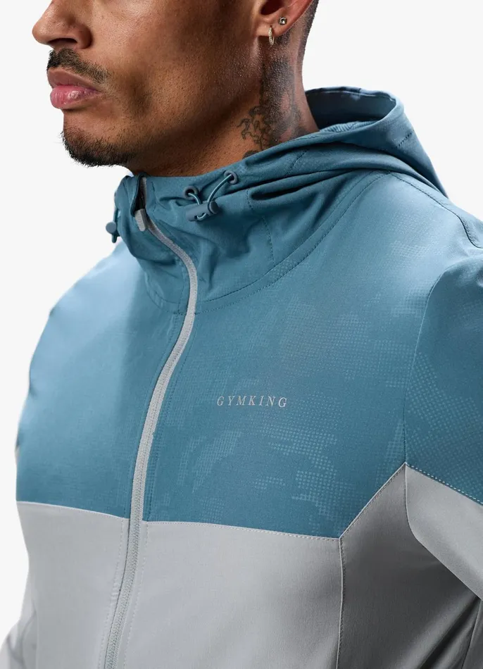 Gym King Tracksuits Men Debossed Camo Woven Tracksuit 8211 Cloudy GreyLake Blue