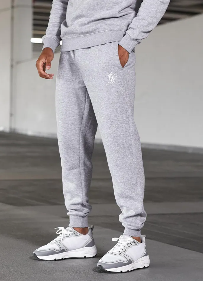 Gym King Tracksuits Men Fundamental Fleece Hood Tracksuit 8211 Grey Marl