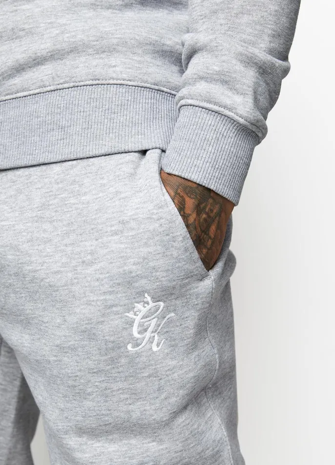 Gym King Tracksuits Men Fundamental Fleece Hood Tracksuit 8211 Grey Marl