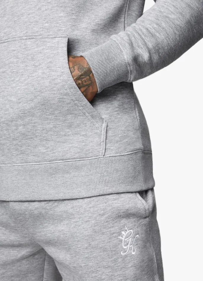 Gym King Tracksuits Men Fundamental Fleece Hood Tracksuit 8211 Grey Marl