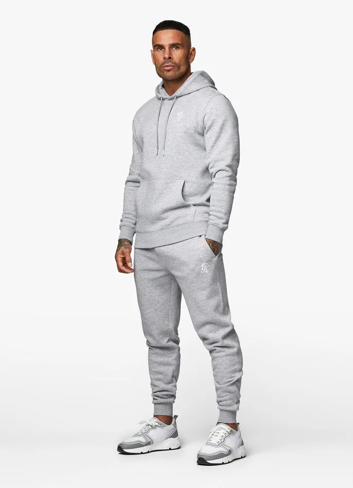 Gym King Tracksuits Men Fundamental Fleece Hood Tracksuit 8211 Grey Marl