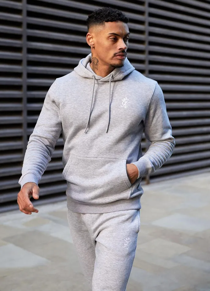 Gym King Tracksuits Men Fundamental Fleece Hood Tracksuit 8211 Grey Marl