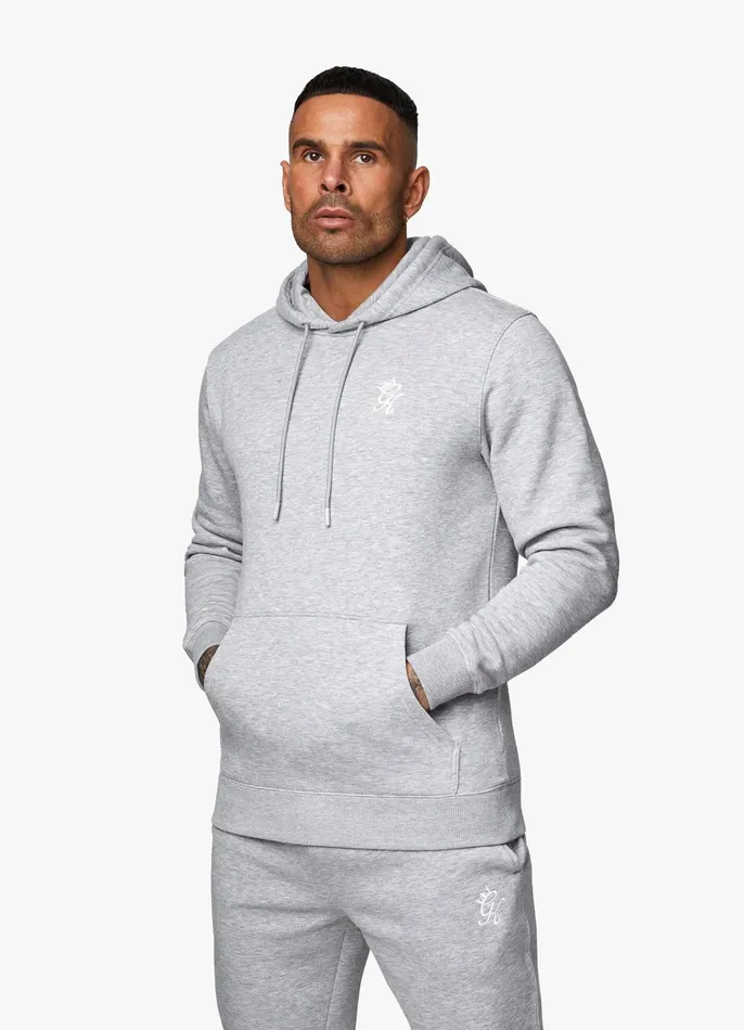 Gym King Tracksuits Men Fundamental Fleece Hood Tracksuit 8211 Grey Marl