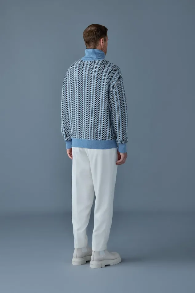 Hoodies and Tops Men Mackage ASTORCK Jacquard Chainknit Wool Sweater Carbon