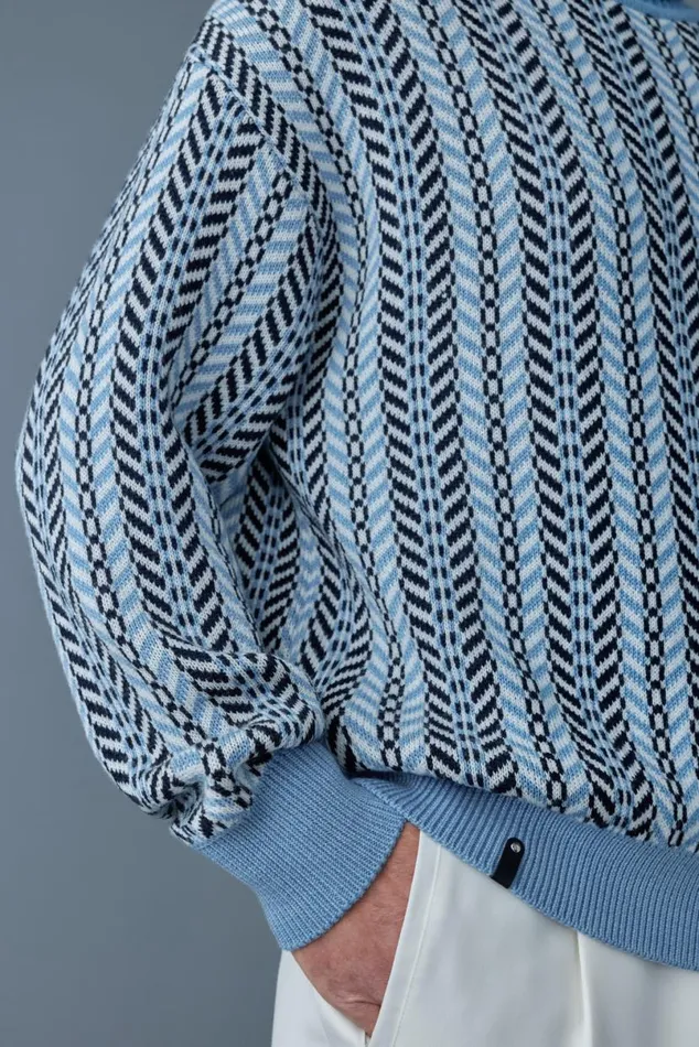 Hoodies and Tops Men Mackage ASTORCK Jacquard Chainknit Wool Sweater Carbon