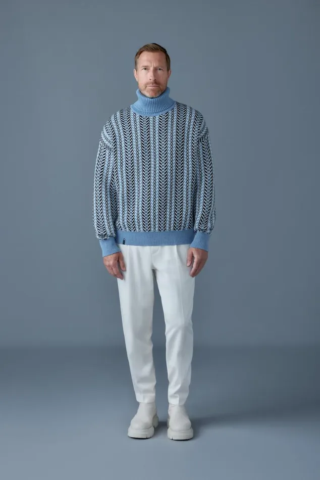 Hoodies and Tops Men Mackage ASTORCK Jacquard Chainknit Wool Sweater Carbon