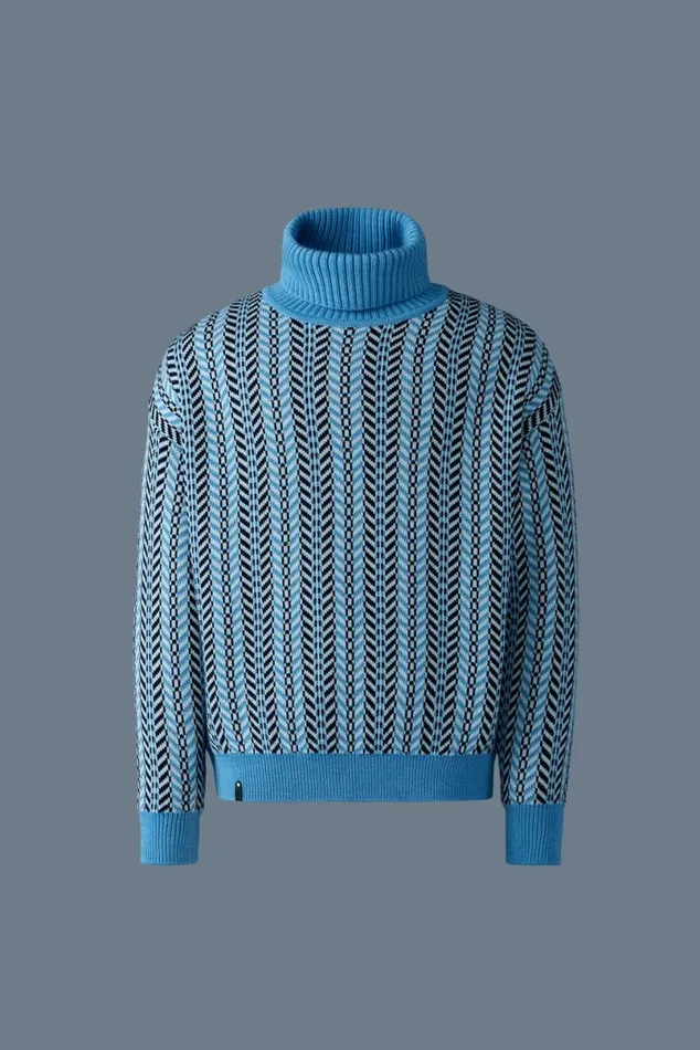 Hoodies and Tops Men Mackage ASTORCK Jacquard Chainknit Wool Sweater Carbon
