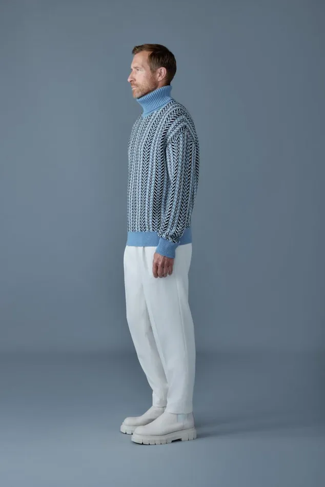 Hoodies and Tops Men Mackage ASTORCK Jacquard Chainknit Wool Sweater Carbon