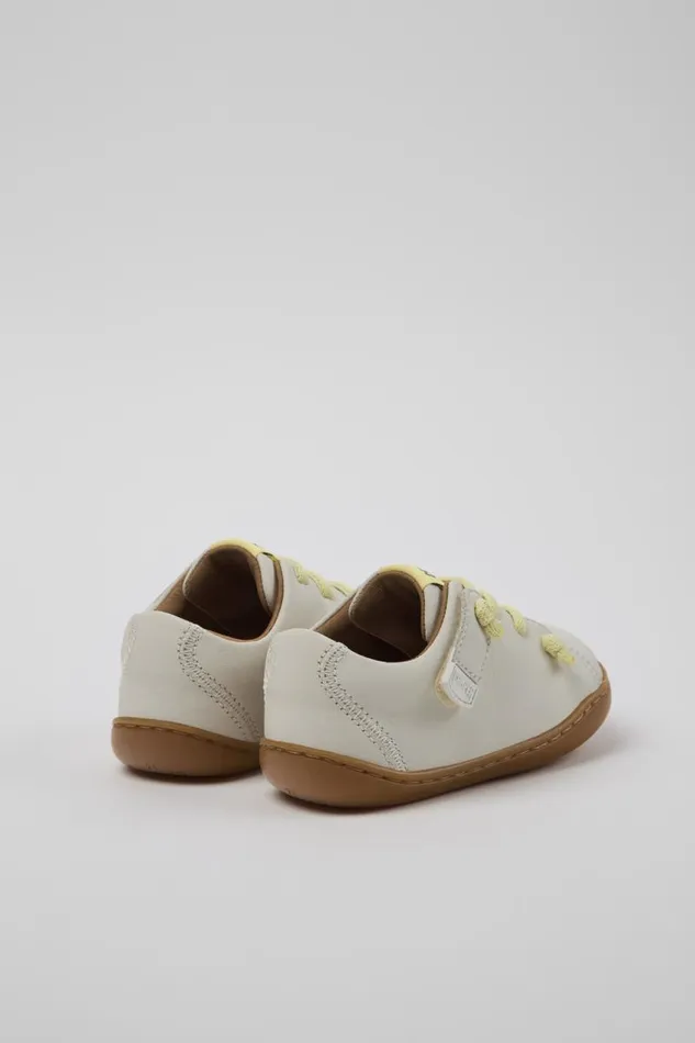 Hook And Loop Kids Camper Peu White Leather Shoes
