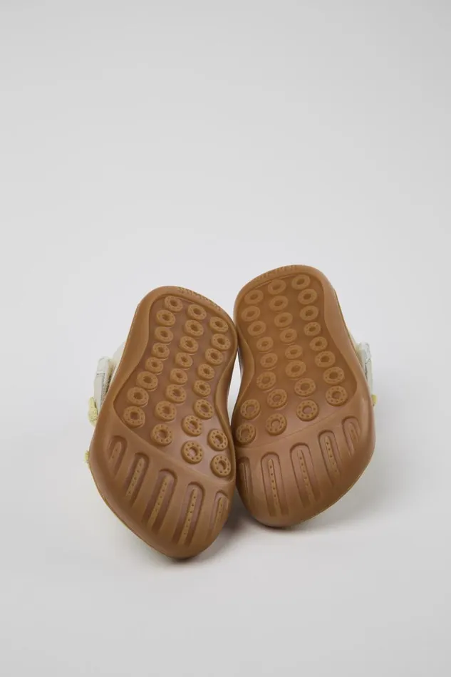 Hook And Loop Kids Camper Peu White Leather Shoes