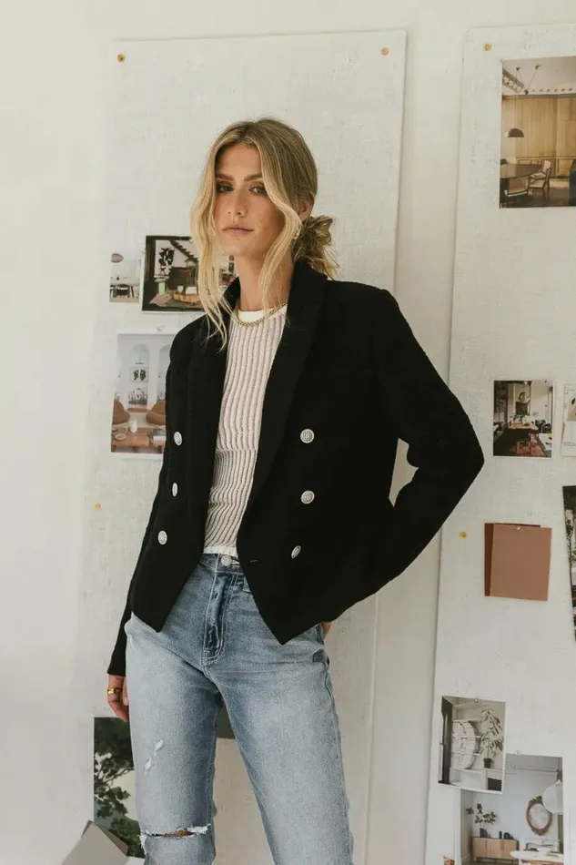 Isabella Blazer In Black Black Women Bohme Jackets and Blazers