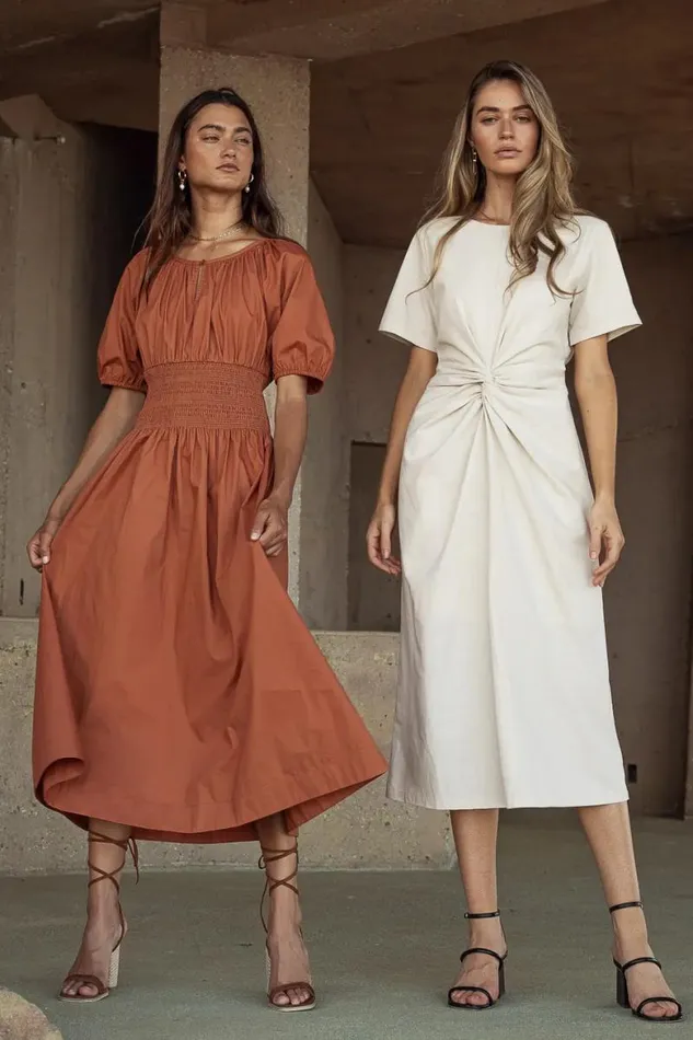 Jaxie Midi Dress In Rust Rust Women Bohme Dresses