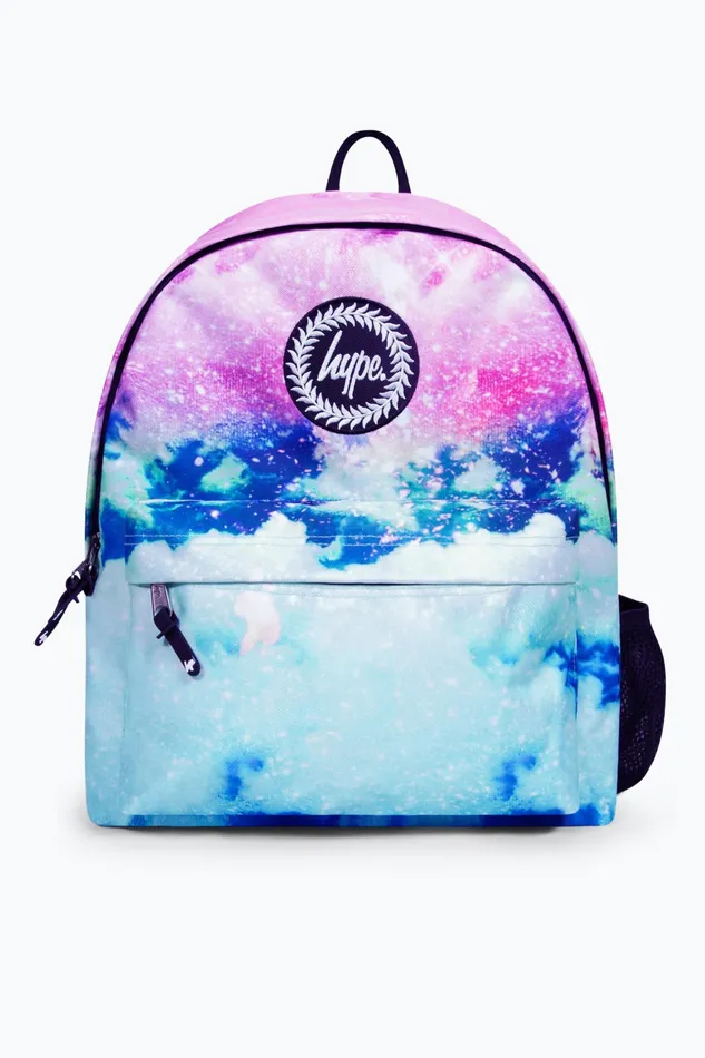 Just Hype Backpacks Hype Iconic PinkBlue Glitter Skies Girls School Backpack