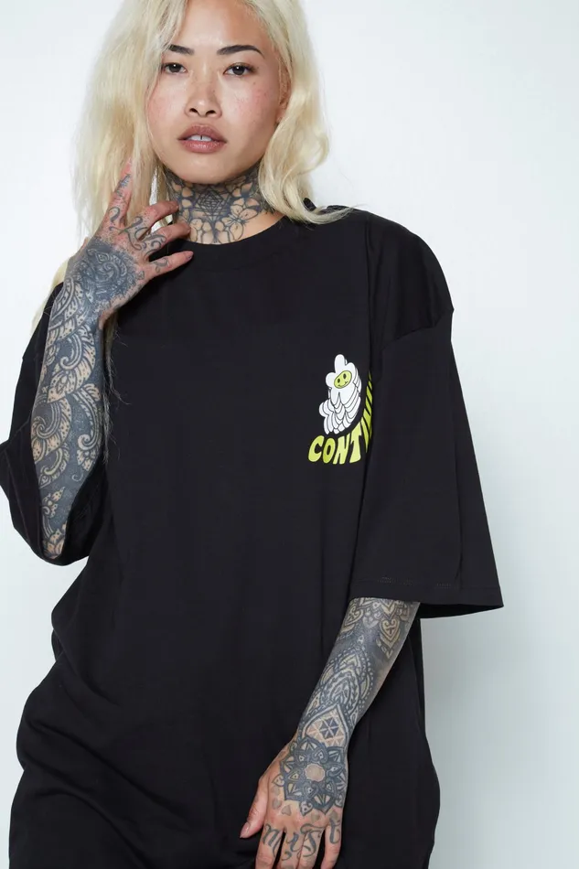 Just Hype TShirts Continu8 Unisex Black Don039T Pick Flowers Boxy TShirt