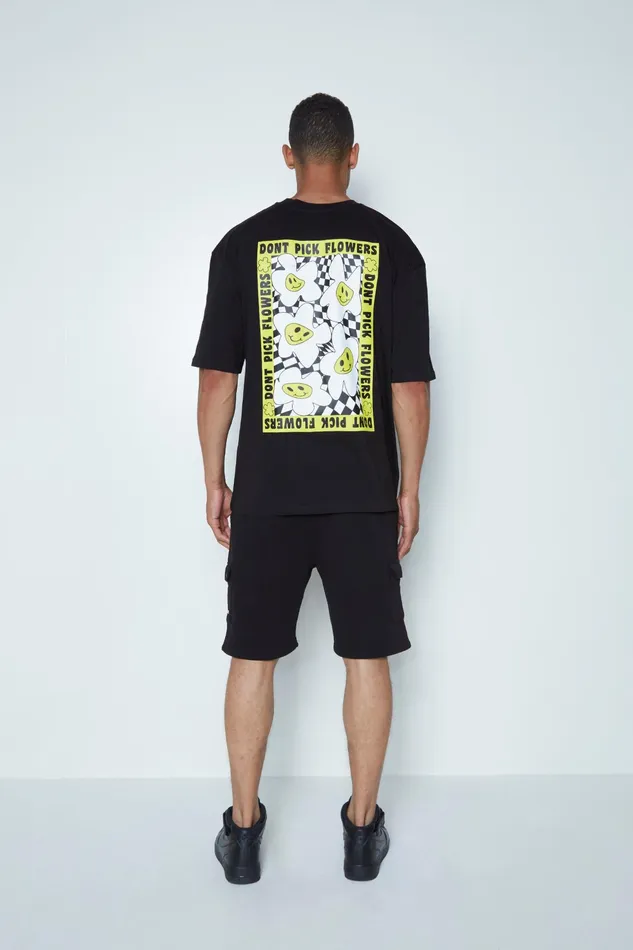 Just Hype TShirts Continu8 Unisex Black Don039T Pick Flowers Boxy TShirt