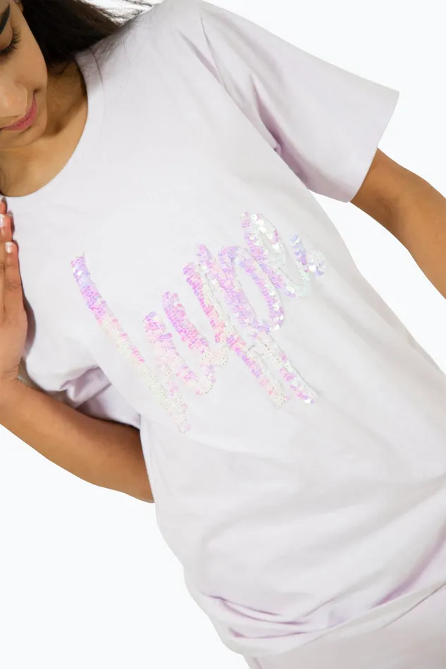 Just Hype TShirts Hype Girls Lilac Script TShirt